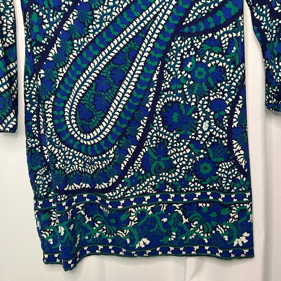 Old Navy Long Sleeved Shift Dress With Keyhole Back in Blue Paisley - size Small - Picture 6 of 9